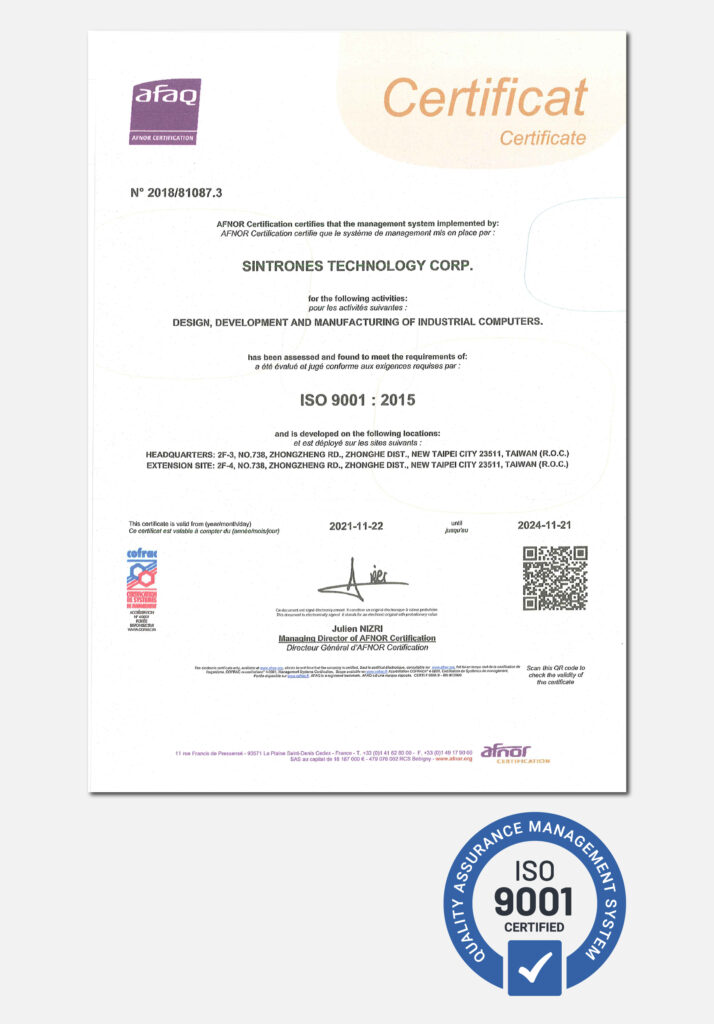 ISO 9001 Certification_SINTRONES