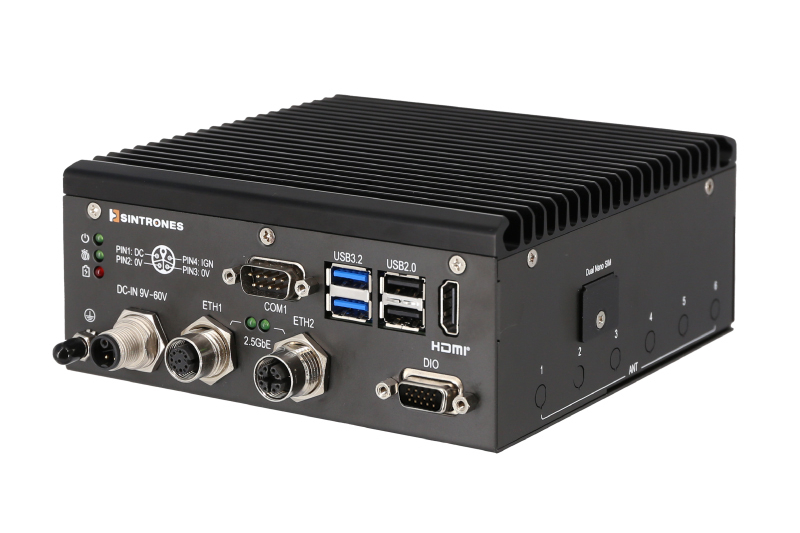 Compact DIN-rail fanless industrial PC VBOX-3132 featuring Intel Twin Lake technology for efficient industrial edge computing.